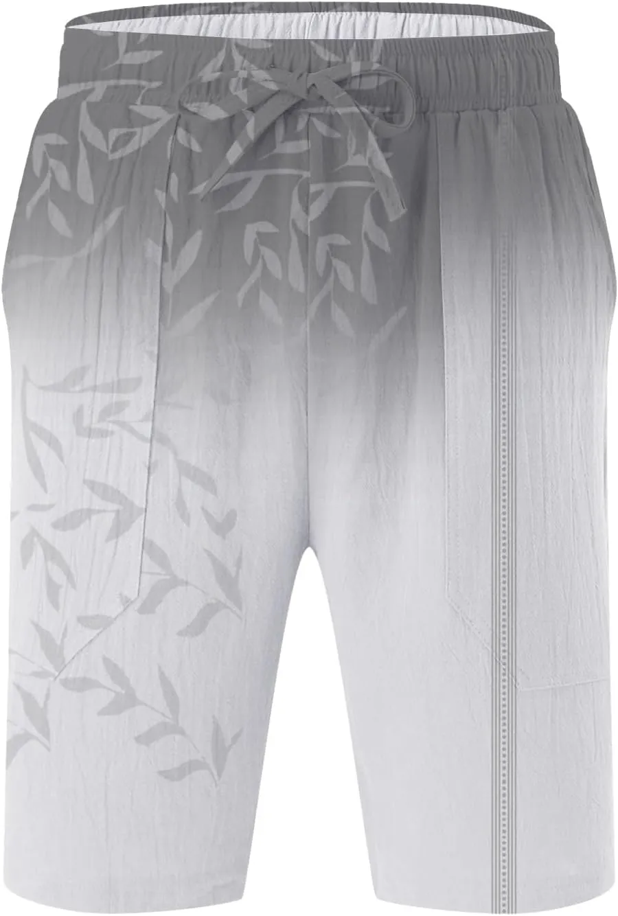 Men's Linen Shorts 2025 Summer Hawaii Travel Holiday Beach Pants Casual Elastic Waist Drawstring Clothes with Pockets