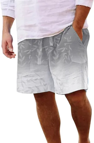 Men's Linen Shorts 2025 Summer Hawaii Travel Holiday Beach Pants Casual Elastic Waist Drawstring Clothes with Pockets