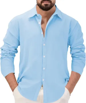 Men's Long Sleeve Casual Button Down Shirts Untucked Shirts for Men Business Work Shirts Regular Fit Dress Shirt