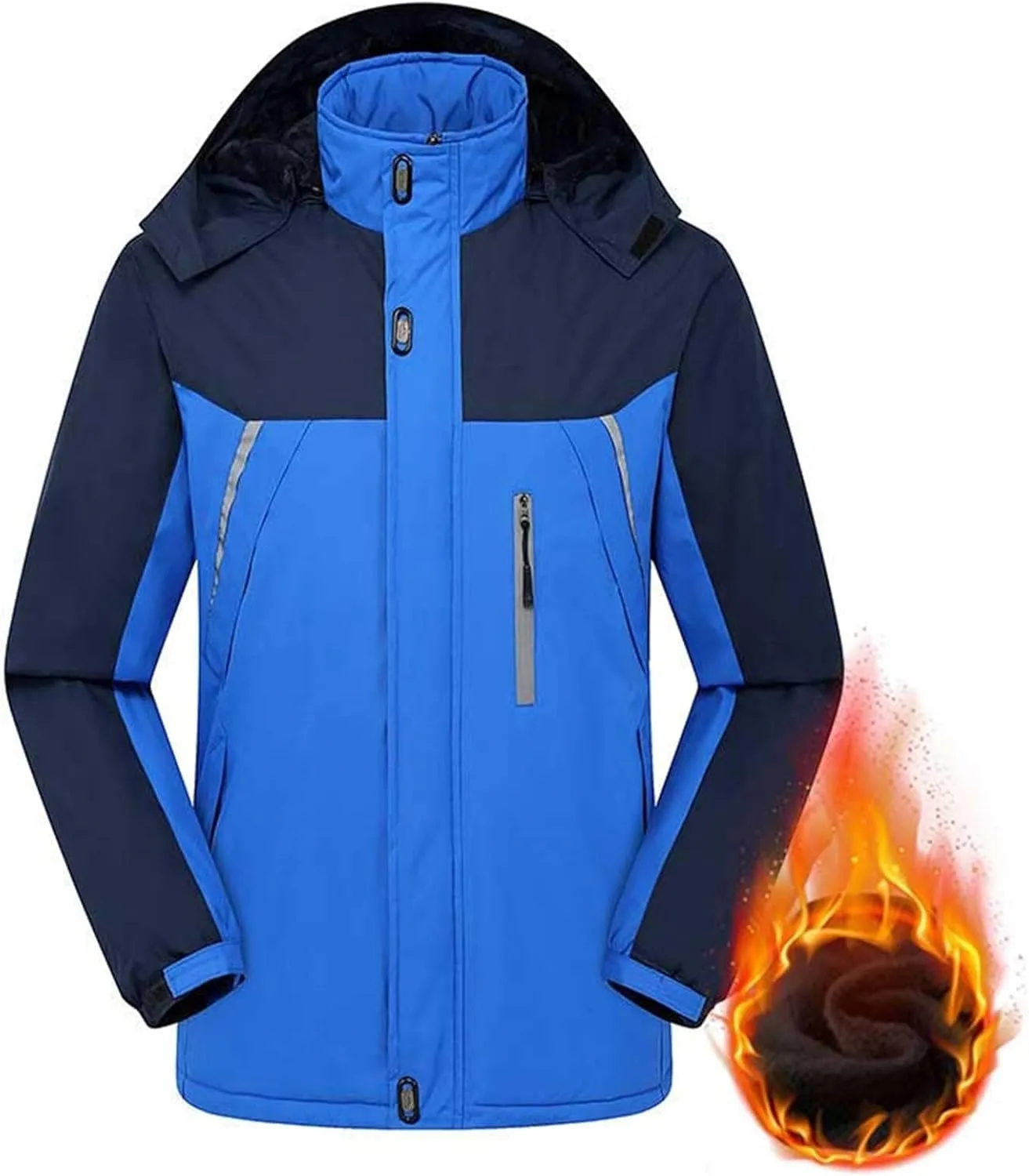 Men's Mountain Snow Jacket Fleece Warm Winter Water-Resistant Coat Snowboard Rain Jacket Hooded Windproof Windbreaker