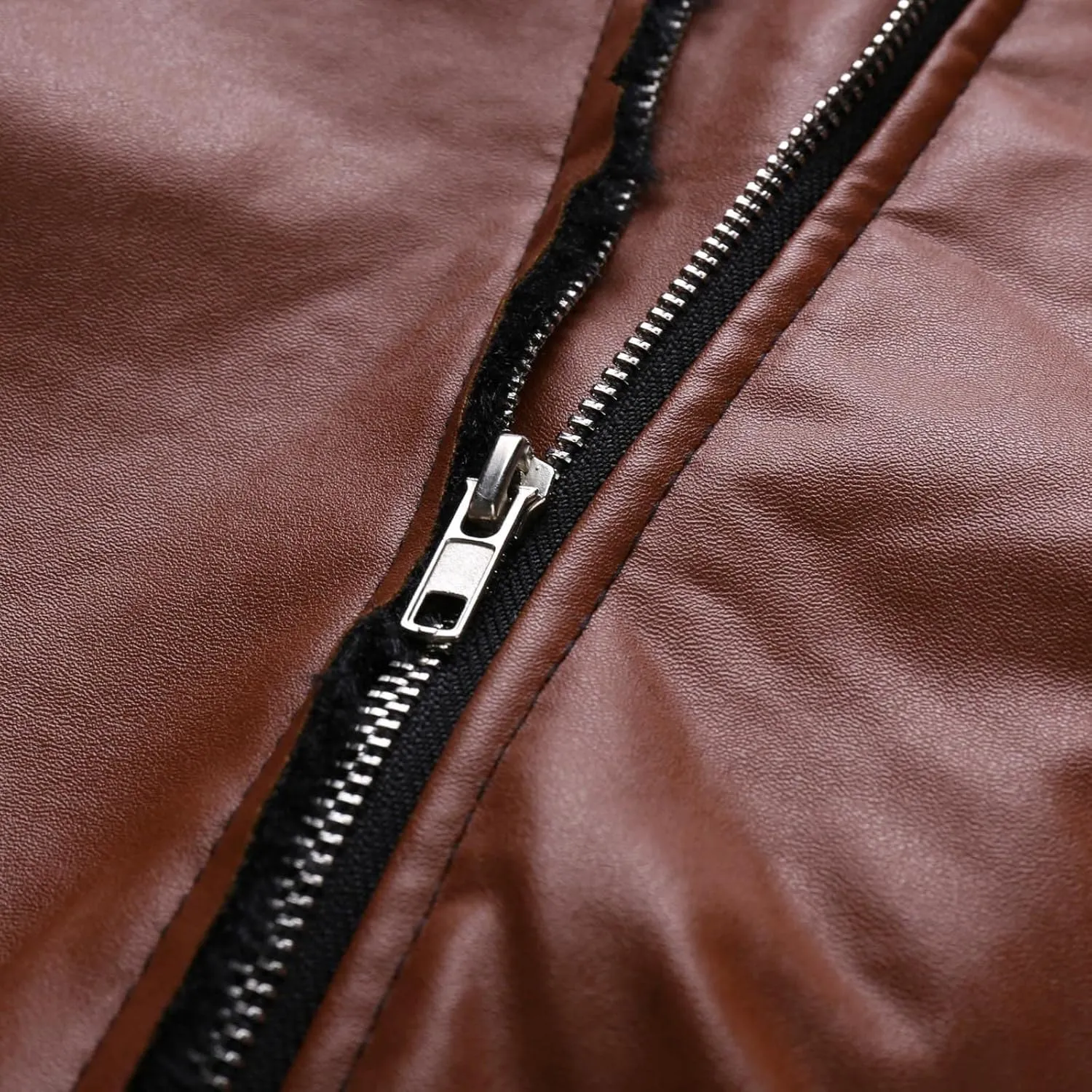 Mens PU Leather Hooded Jackets Windproof Thicken Fleece Lined Zip Up Winter Warm Biker Motorcycle Long Coat Outerwear