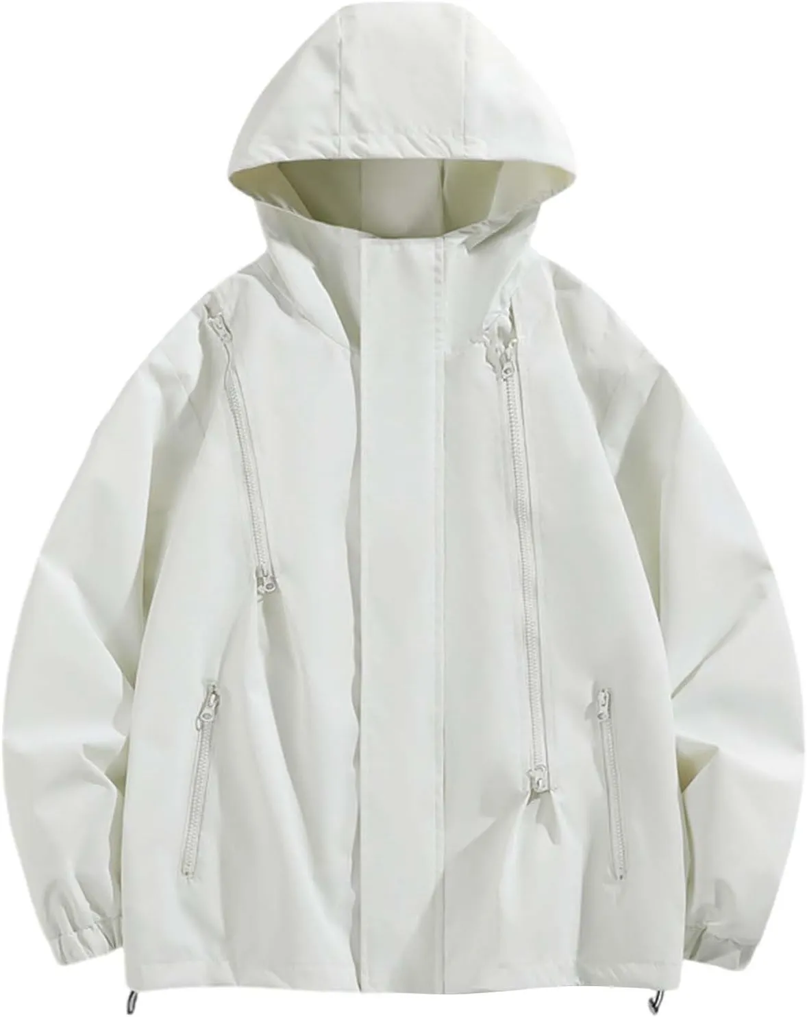Men's Rain Jackets Outdoor Mountain Hiking Waterproof Windbreaker Midweight Full Zip Hooded Raincoat for Daily Casual