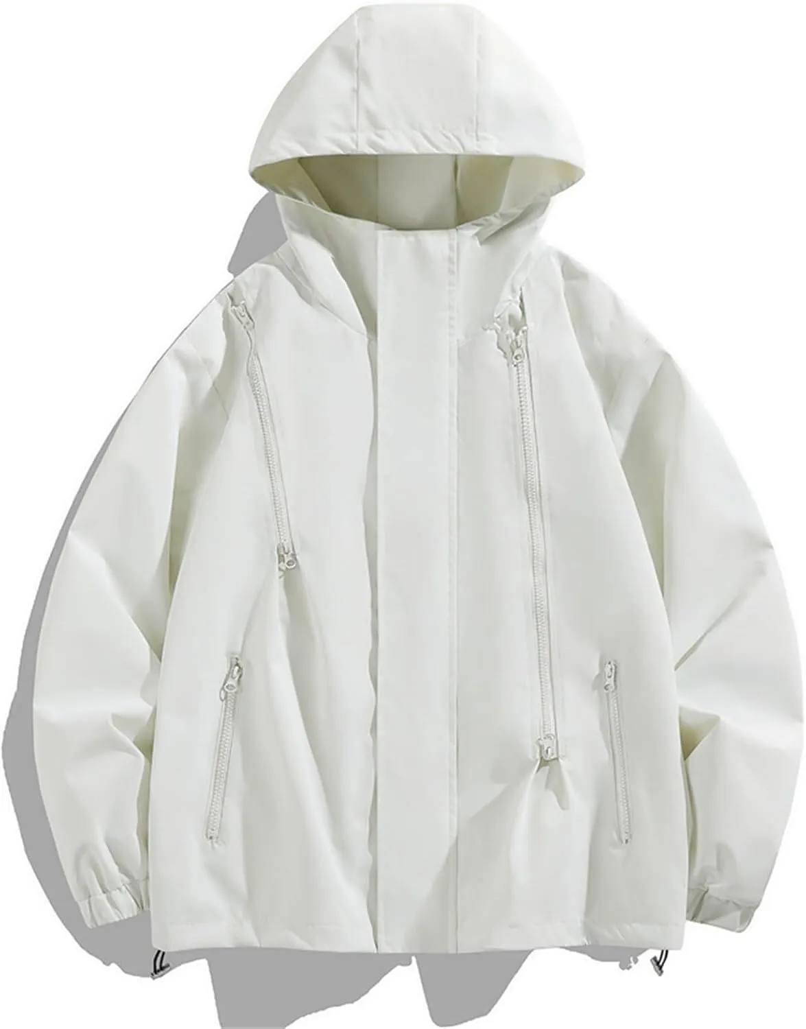 Men's Rain Jackets Outdoor Mountain Hiking Waterproof Windbreaker Midweight Full Zip Hooded Raincoat for Daily Casual