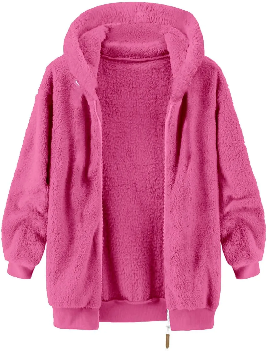 Mens Sherpa Fleece Hoodie Full Zip Fuzzy Jackets Winter Warm Soft Fluffy Faux Fur Coat Casual Baggy Hooded Jackets