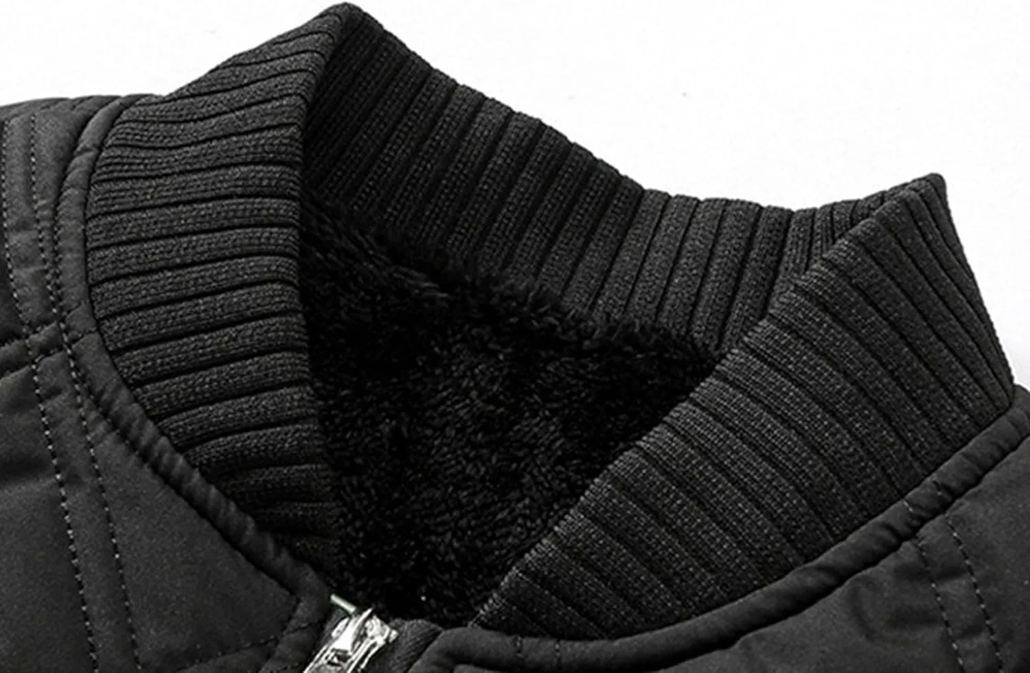 Men's Sherpa Lined Flight Bomber Jacket Diamond Quilted Zip Up Down Coat Winter Warm Varsity Jackets Pockets