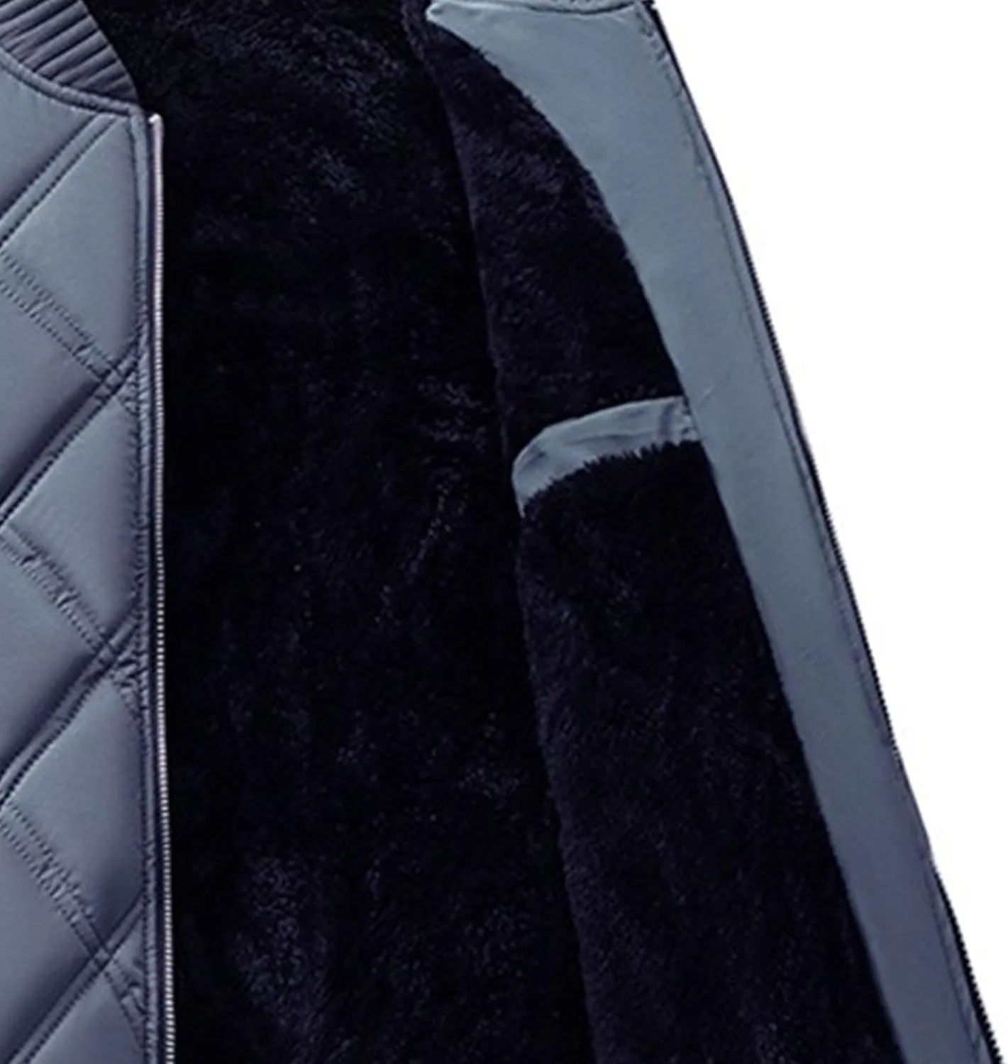 Men's Sherpa Lined Flight Bomber Jacket Diamond Quilted Zip Up Down Coat Winter Warm Varsity Jackets Pockets