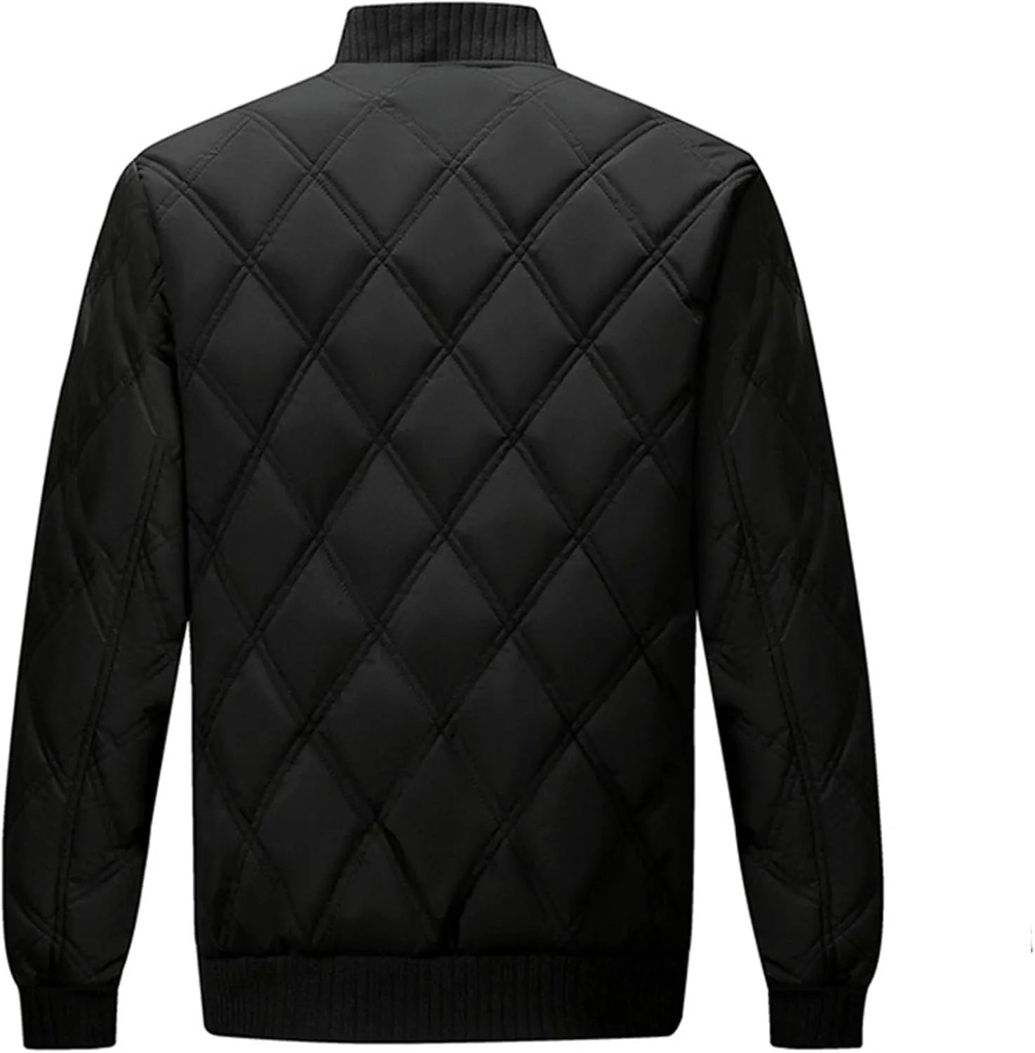 Men's Sherpa Lined Flight Bomber Jacket Diamond Quilted Zip Up Down Coat Winter Warm Varsity Jackets Pockets