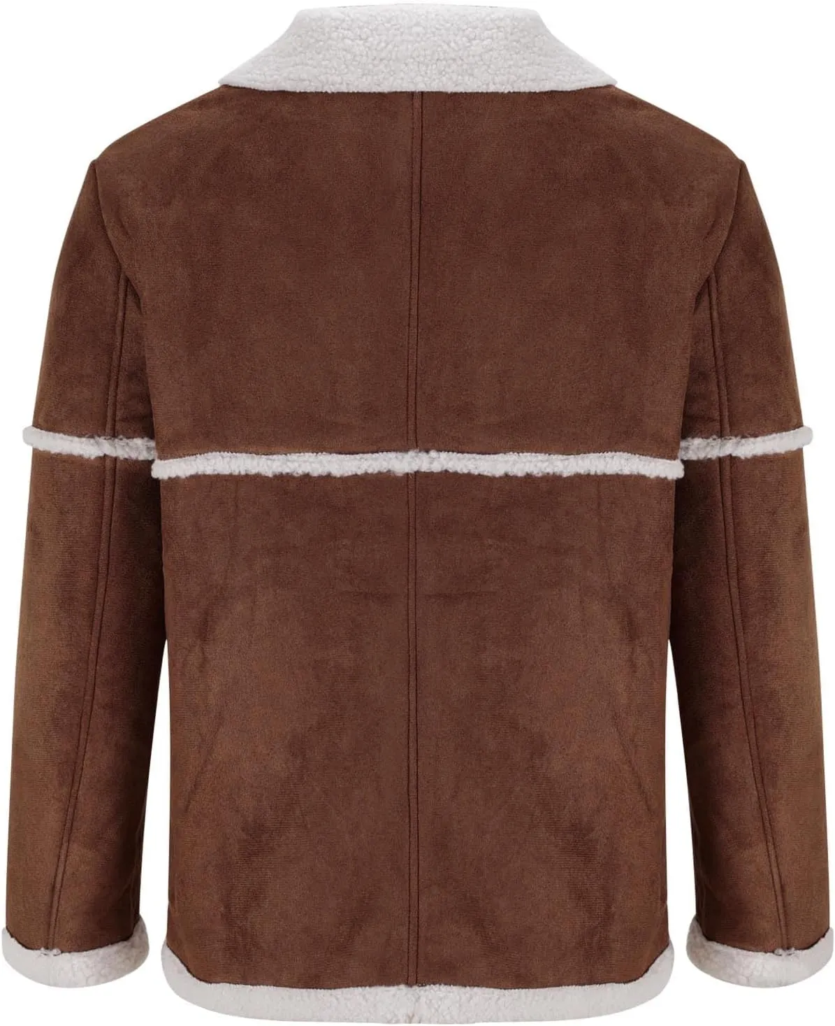 Men's Sherpa Lined Suede Jacket Winter Warm Motorcycle Trucker Coat