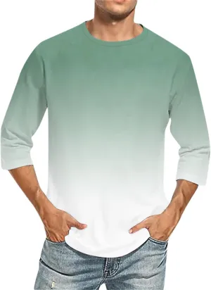 Men's Shirts Baseball 3/4 Sleeve Shirt Casual Three Quarter Sleeve T Shirts Comfortable Crewneck Palm Tree Basic Tee