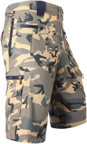 Mens Shorts Athletic Tactical Training Workout Gym Jogger Pant Front Button Breathable SweatShorts with Zipper Pocket