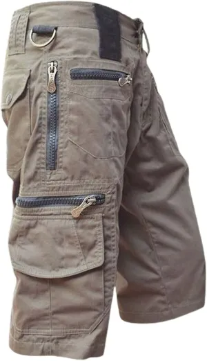 Mens Shorts Athletic Tactical Training Workout Gym Jogger Pant Front Button Breathable SweatShorts with Zipper Pocket