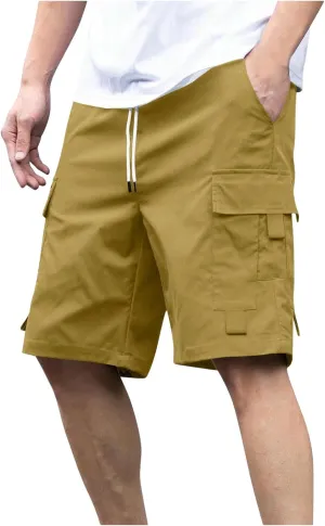 Mens Shorts Casual Loose Fit Cool Summer Outdoor Camp SweatShorts Fashion Drawstring Straight Shorts Leg with Pocket