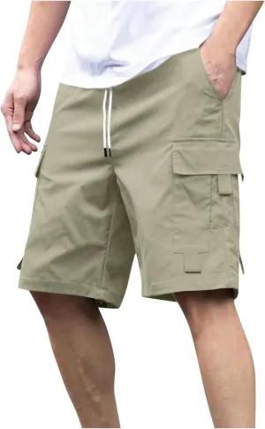 Mens Shorts Casual Loose Fit Cool Summer Outdoor Camp SweatShorts Fashion Drawstring Straight Shorts Leg with Pocket