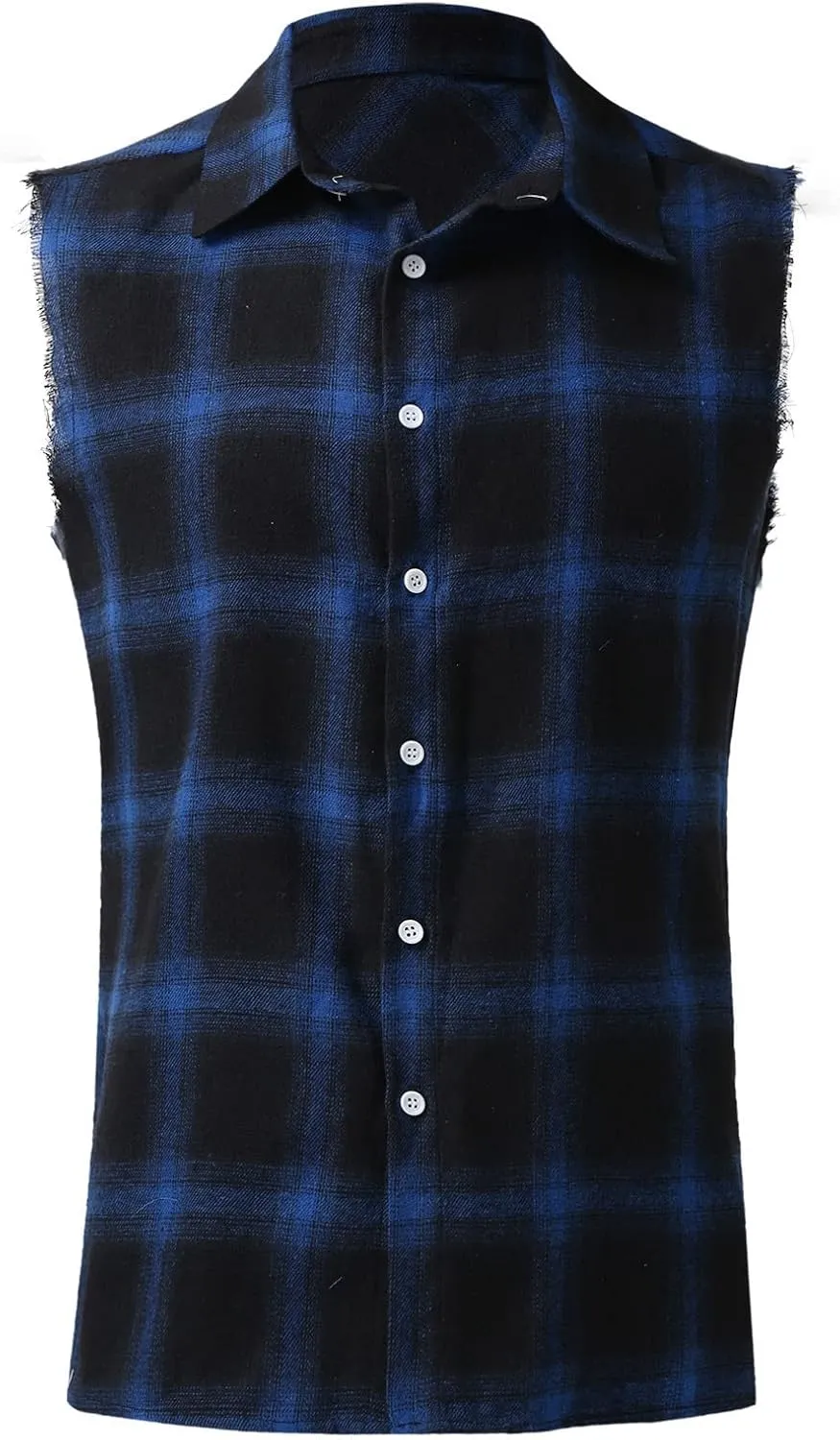 Mens Sleeveless Flannel Plaid Shirts Casual Summer Button Down Muscle Cut Off Shirts Vintage Western Cowboy Vest Tanks Tops