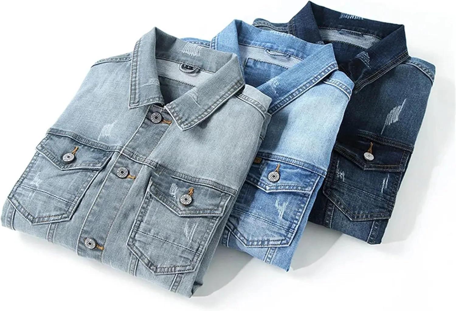 Men's Spring Casual Denim Jacket Men Cotton Jean Jacket Classic Washed Slim Jeans Coat