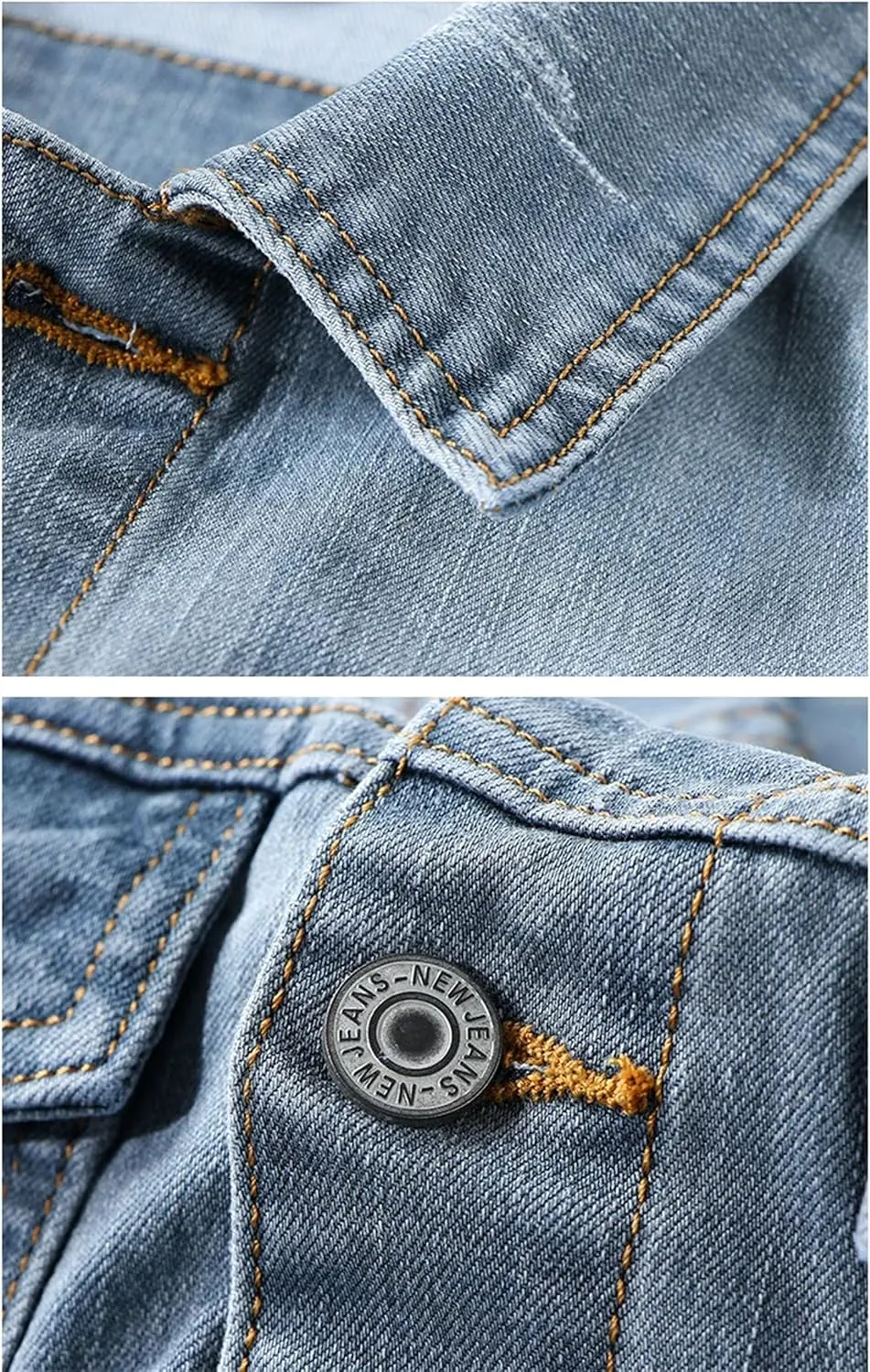 Men's Spring Casual Denim Jacket Men Cotton Jean Jacket Classic Washed Slim Jeans Coat