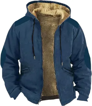 Men's Thick Sherpa Lined Warm Jacket Zipper Fleece Hoodie Sweatshirt Winter Coat Oversized Jackets M-7XL