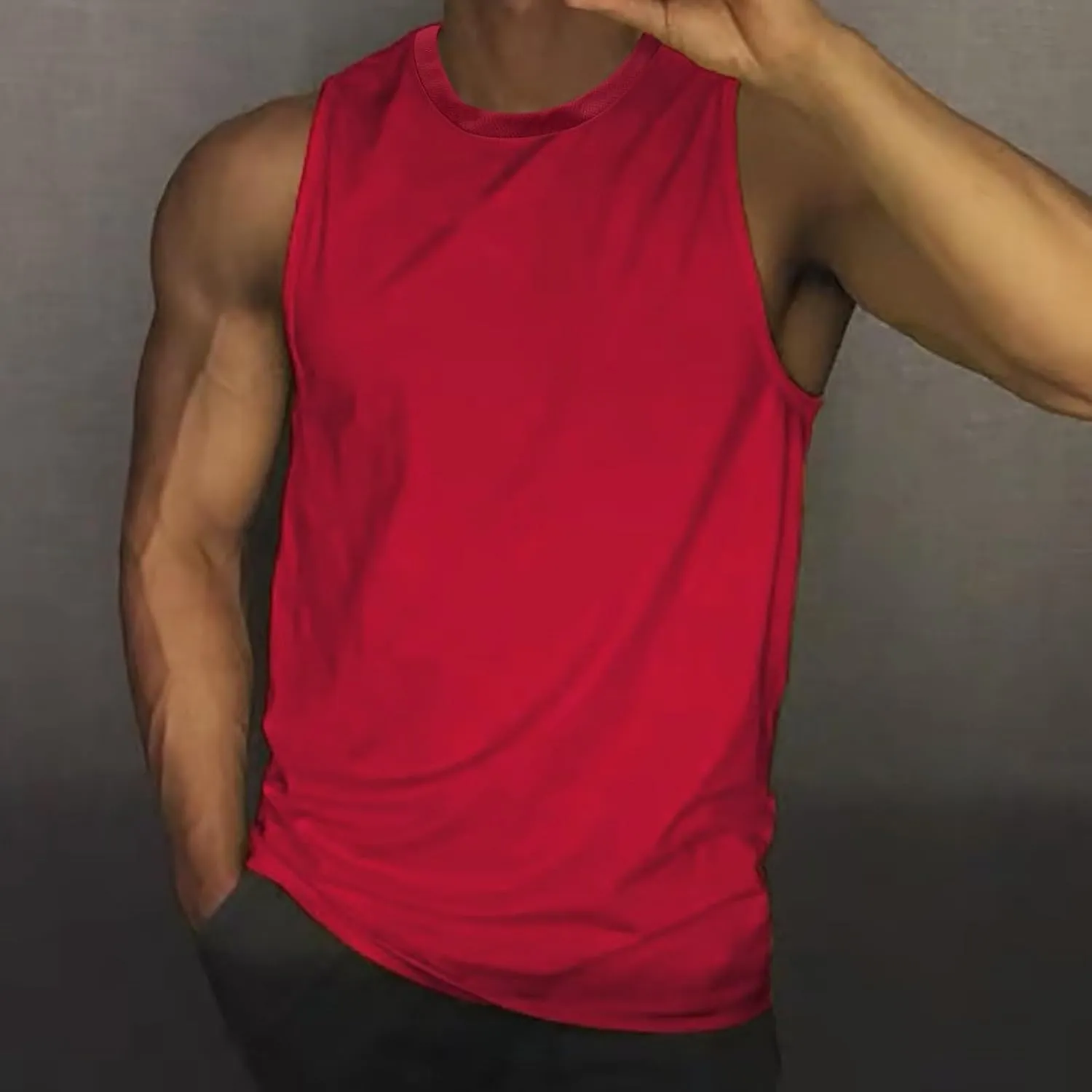 Mens UPF 50  Tank Tops Breathable Quick Dry Sleeveless Gym Workout Vest Shirts Moisture Wicking Muscle Cut Off Shirt
