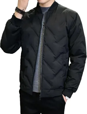 Men's Windproof Warm Padded Coat Cotton Diamond Quilted Jacket Flight Bomber Lightweight Varsity Jackets