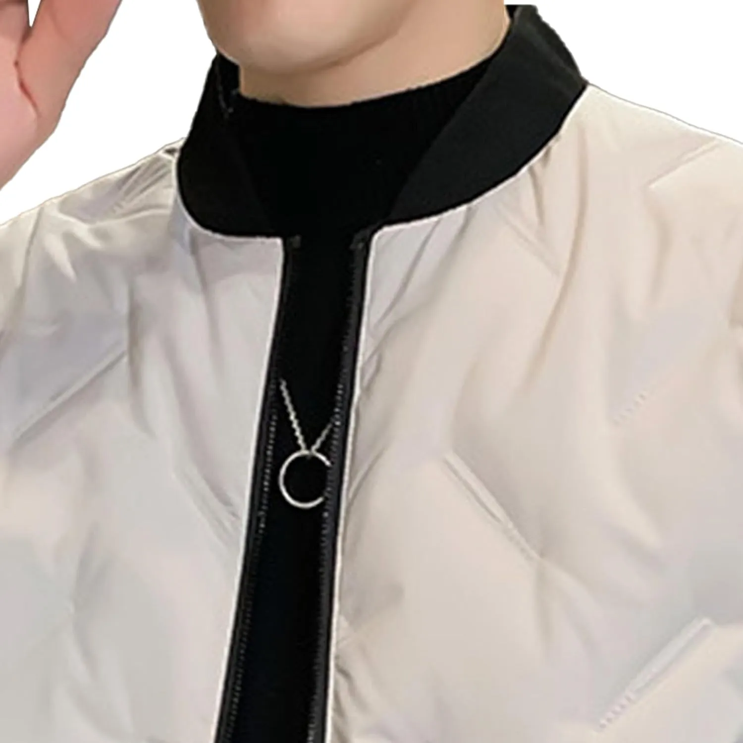 Men's Windproof Warm Padded Coat Cotton Diamond Quilted Jacket Flight Bomber Lightweight Varsity Jackets