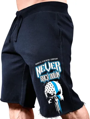 Mens Workout (Never Back Down) Sweat Shorts (A:WT/BL)