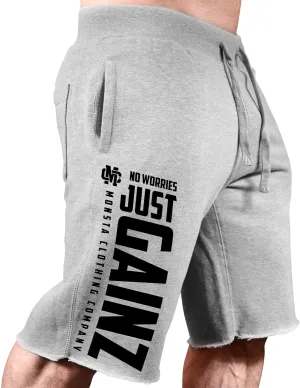 Mens Workout (No Worries-Just Gainz) Gym Sweat Shorts (A:BK)