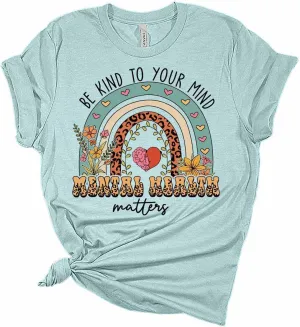 Mental Health Shirt Womens Inspirational T Shirts Cute Vintage Graphic Tees Retro Suicide Awareness Floral Tops