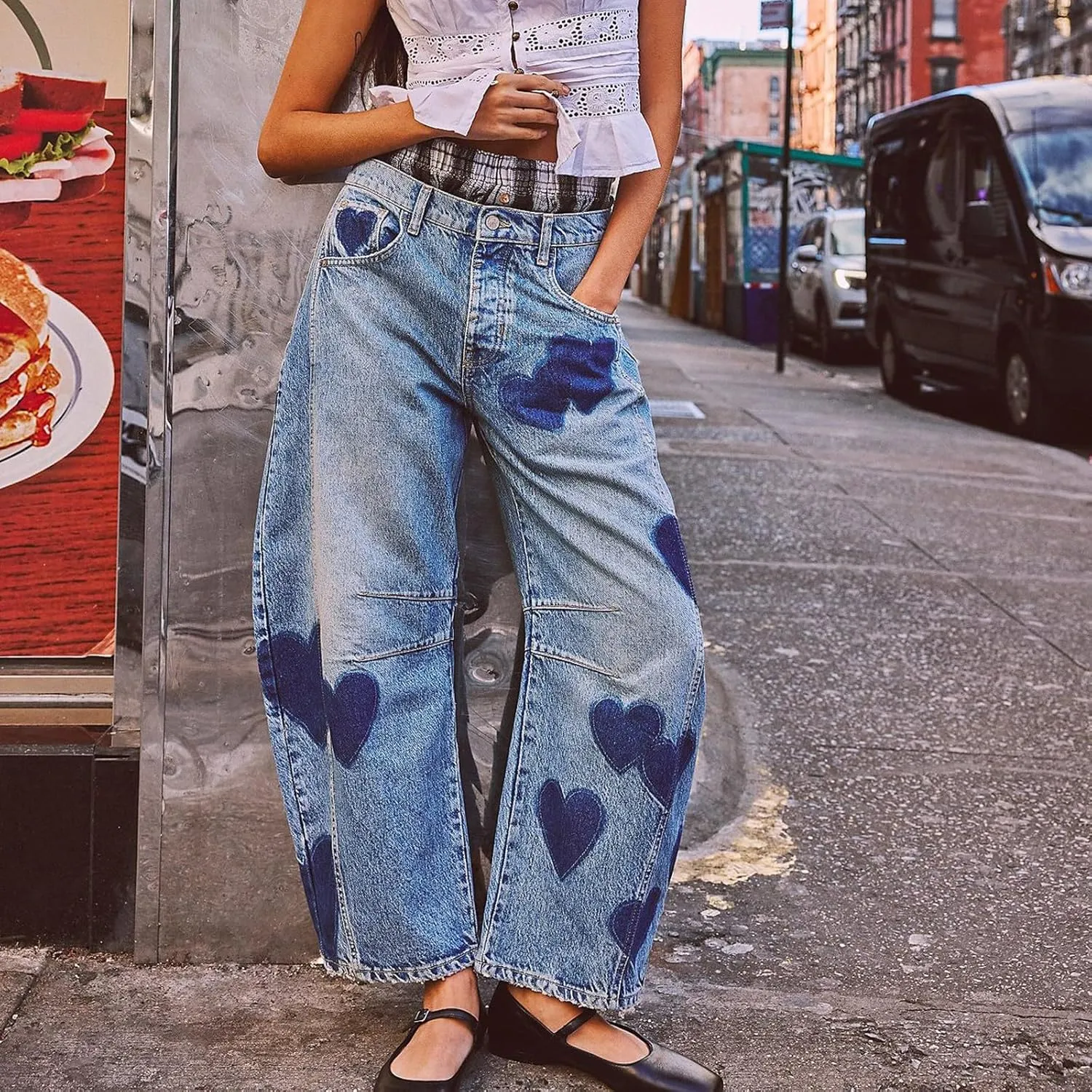 Mid Rise Barrel Jeans for Women Wide Leg Mid Waist Denim Pants Y2k Baggy Boyfriend Relax Fit Trouser Ankle Pants