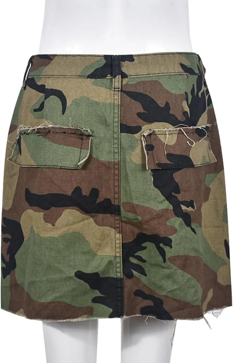 Molisry Women's Camo Cargo Skirt Sexy Camouflage High Waisted Army Fatigue Frayed Mini Tennis Skirt 2025