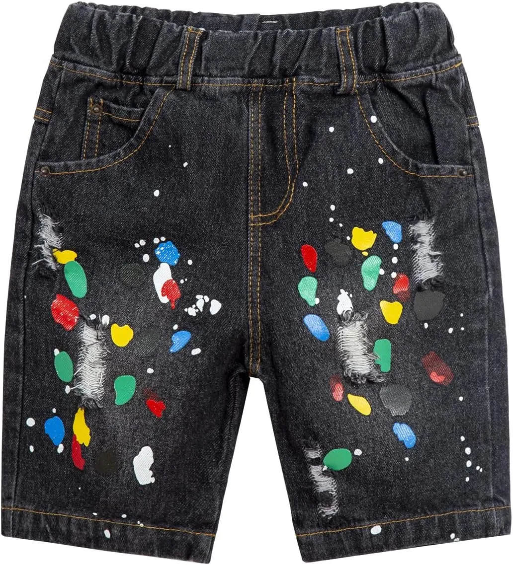 Mud Kingdom Fashion Boys Denim Shorts Elastic Waist