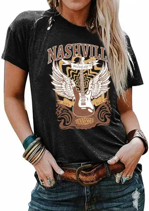 Nashville Shirts for Women Country Music Shirt Vintage Graphic Tees Tennessee Concert Outfit Tshirt Country Tops