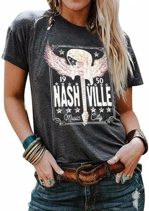 Nashville Shirts for Women Country Music Shirt Vintage Graphic Tees Tennessee Concert Outfit Tshirt Country Tops