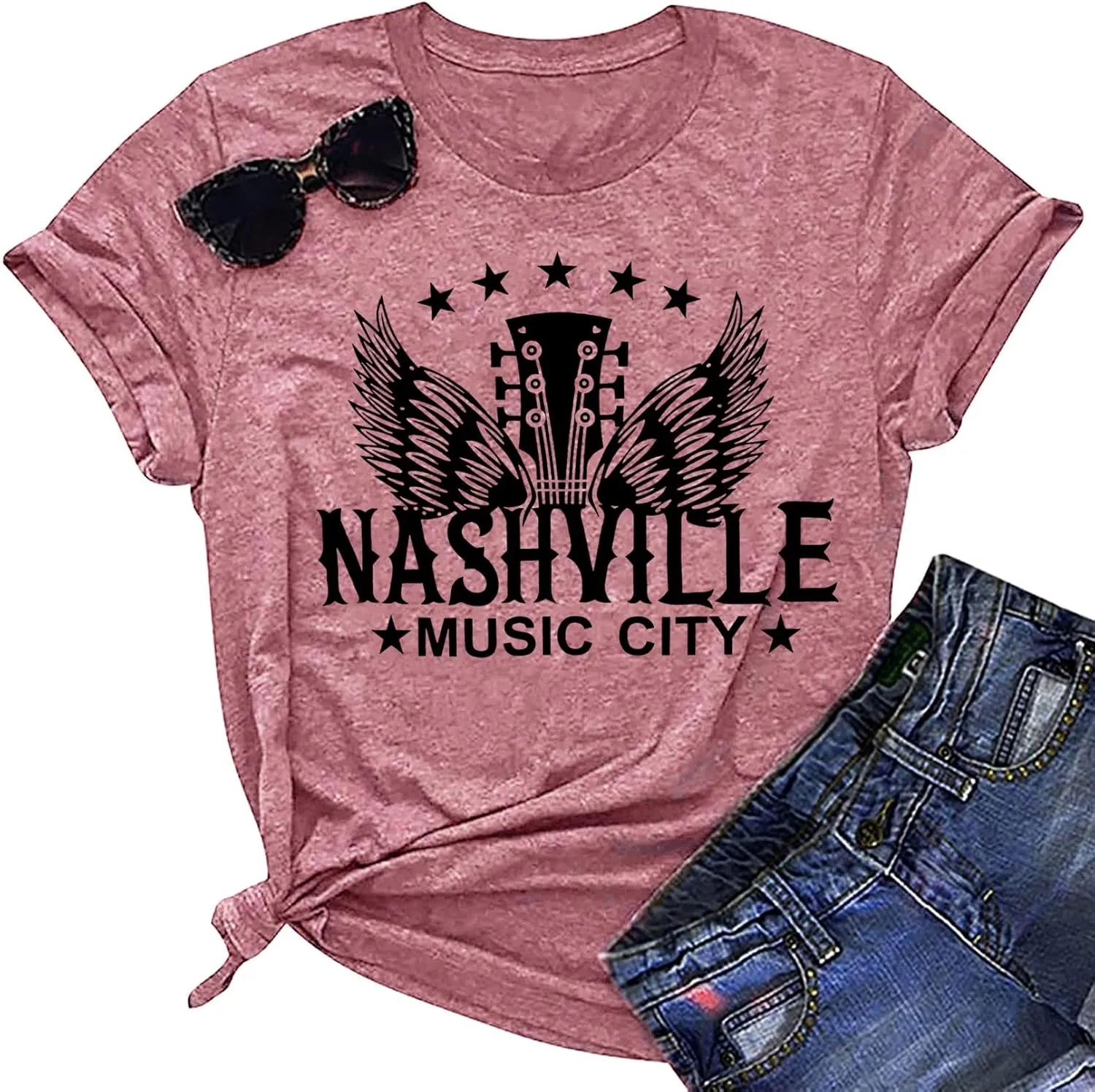 Nashville Shirts for Women Country Music Shirt Vintage Graphic Tees Tennessee Concert Outfit Tshirt Country Tops