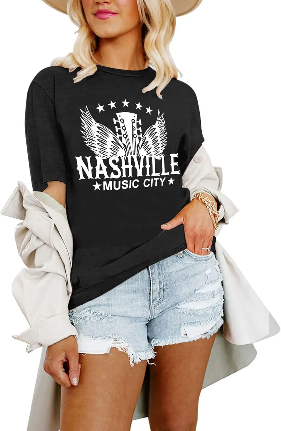 Nashville Shirts for Women Country Music Shirt Vintage Graphic Tees Tennessee Concert Outfit Tshirt Country Tops