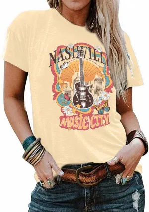 Nashville Shirts for Women Country Music Shirt Vintage Graphic Tees Tennessee Concert Outfit Tshirt Country Tops
