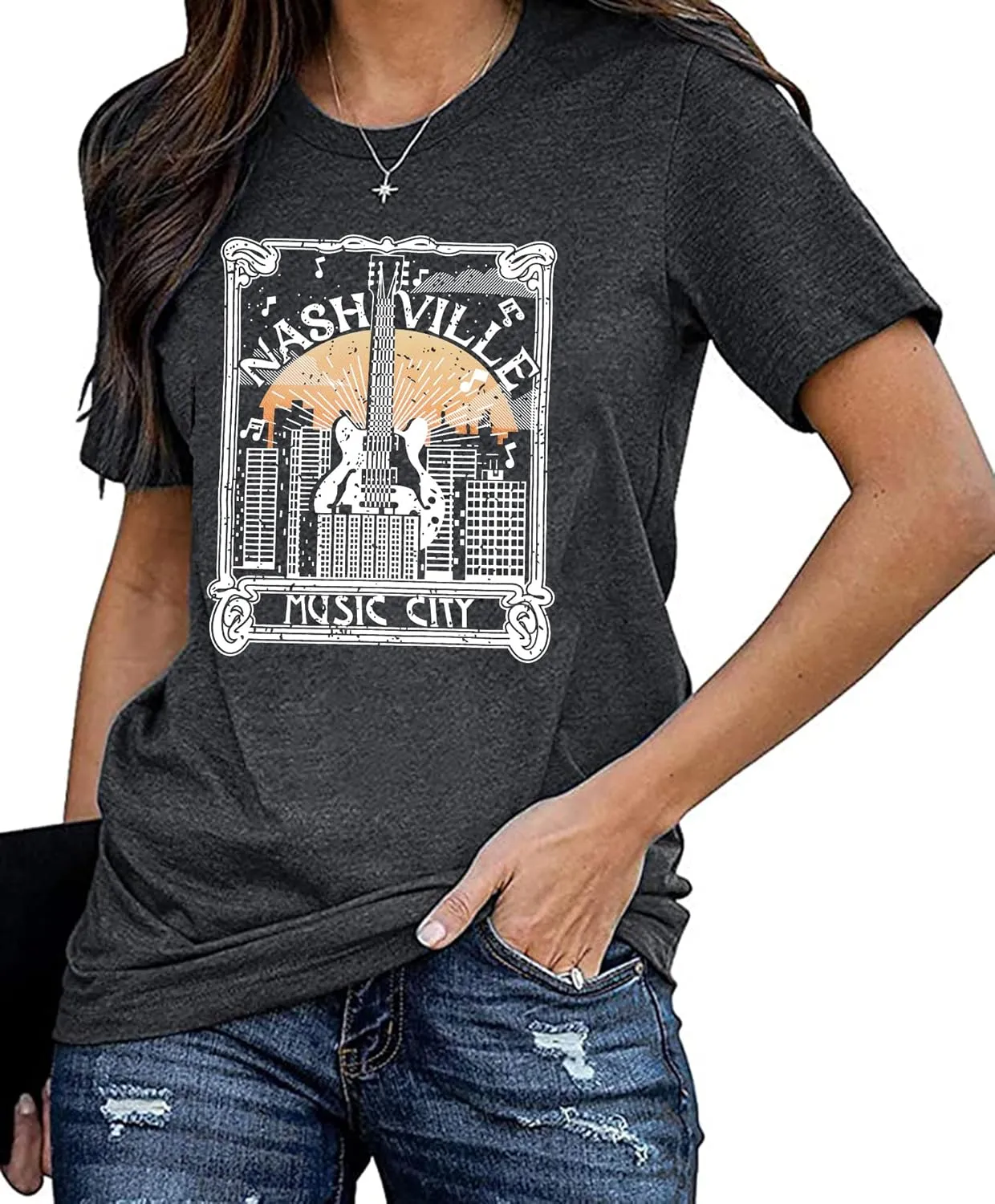 Nashville Shirts for Women Country Music Shirt Vintage Graphic Tees Tennessee Concert Outfit Tshirt Country Tops