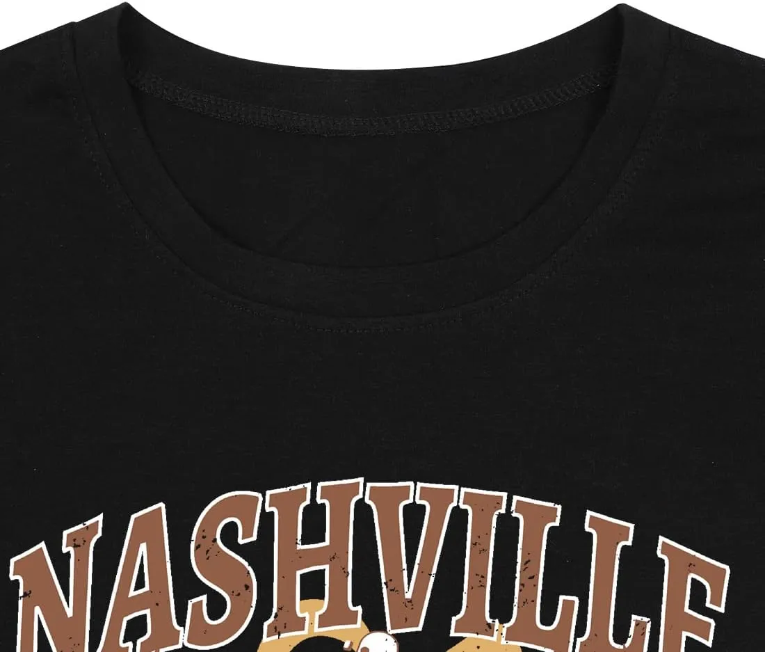 Nashville Shirts for Women Country Music Shirt Vintage Graphic Tees Tennessee Concert Outfit Tshirt Country Tops