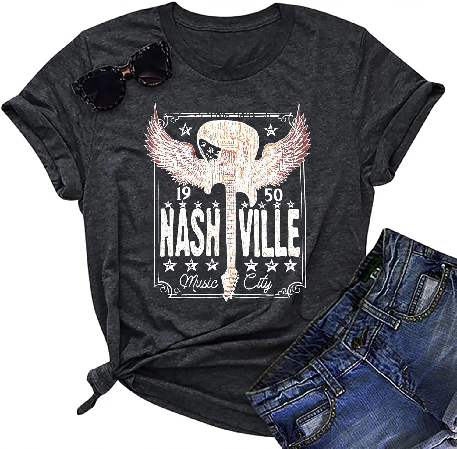 Nashville Shirts for Women Country Music Shirt Vintage Graphic Tees Tennessee Concert Outfit Tshirt Country Tops