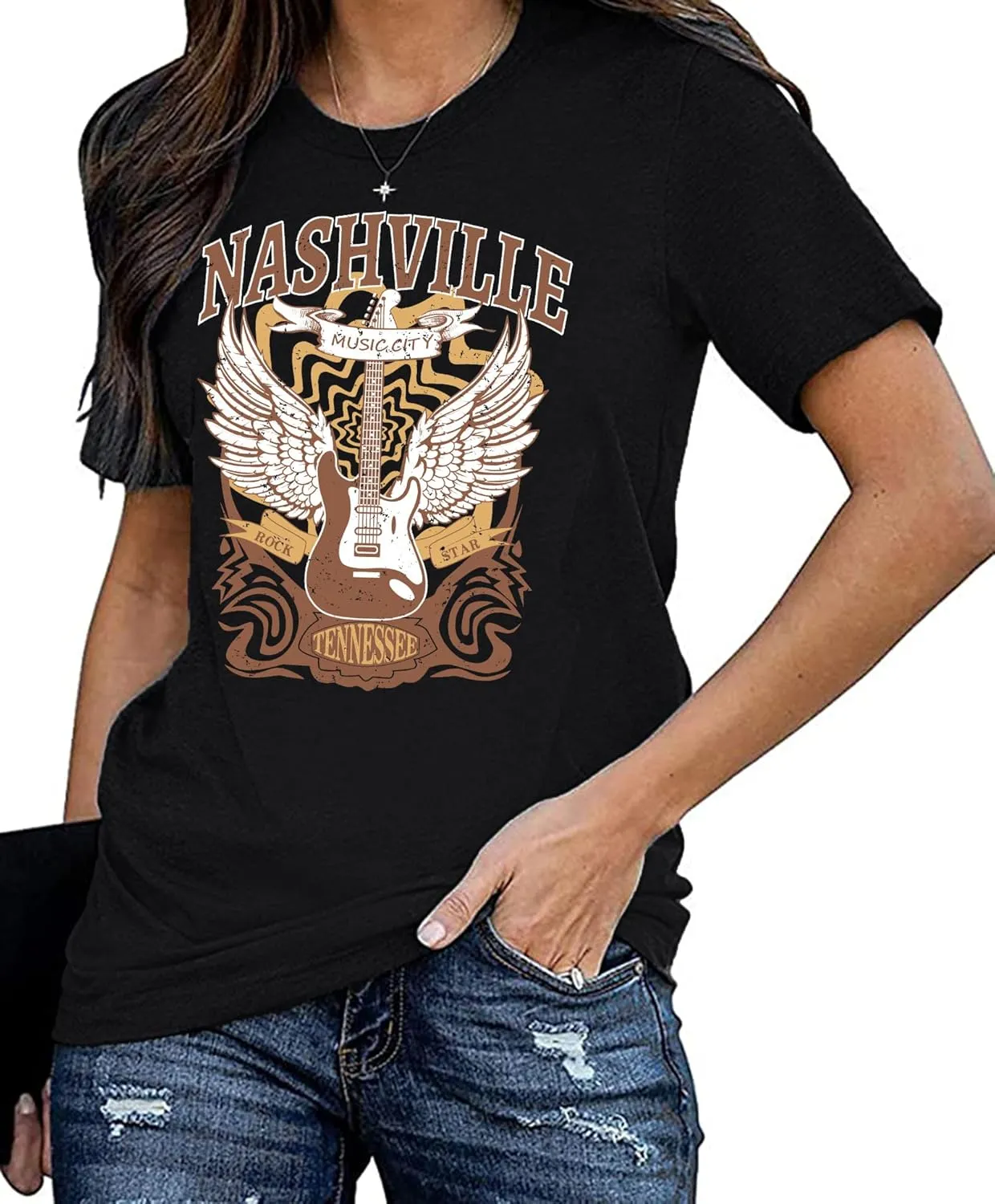 Nashville Shirts for Women Country Music Shirt Vintage Graphic Tees Tennessee Concert Outfit Tshirt Country Tops