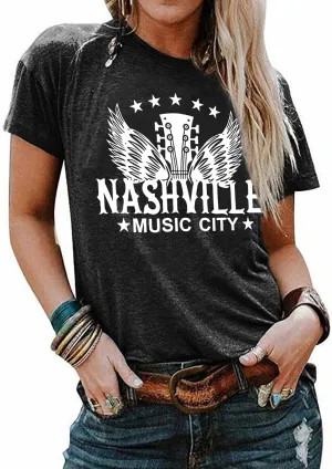 Nashville Shirts for Women Country Music Shirt Vintage Graphic Tees Tennessee Concert Outfit Tshirt Country Tops