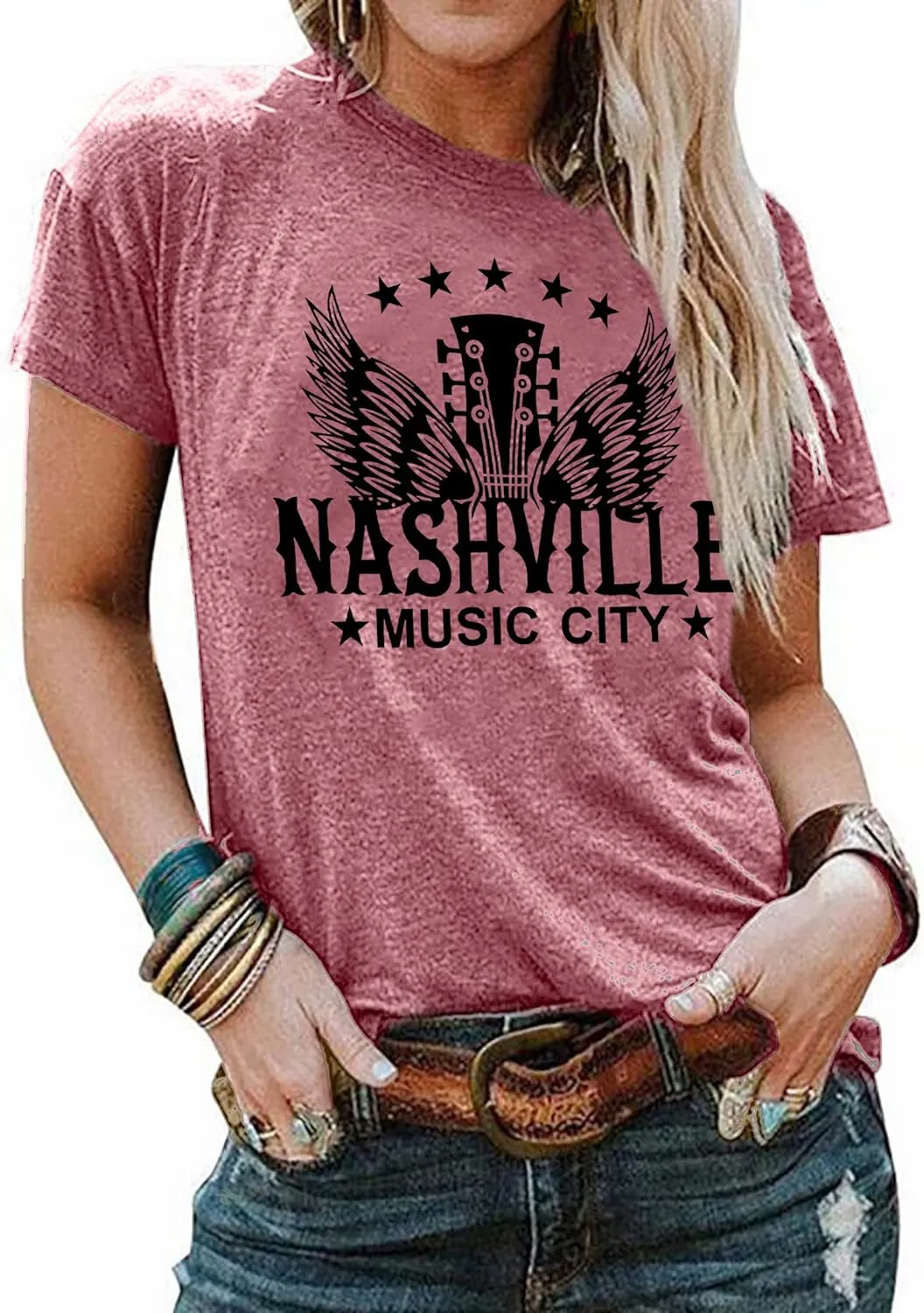 Nashville Shirts for Women Country Music Shirt Vintage Graphic Tees Tennessee Concert Outfit Tshirt Country Tops