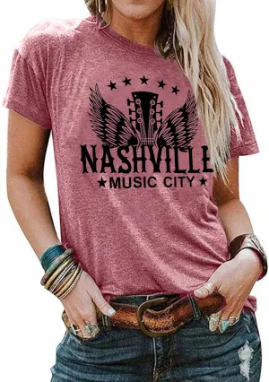 Nashville Shirts for Women Country Music Shirt Vintage Graphic Tees Tennessee Concert Outfit Tshirt Country Tops