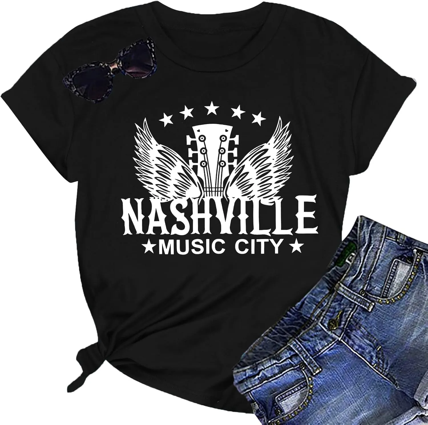 Nashville Shirts for Women Country Music Shirt Vintage Graphic Tees Tennessee Concert Outfit Tshirt Country Tops