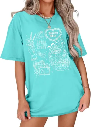 Oversized Rock Band T-Shirts Women: Vintage Rock and Roll Shirt Funny Concert Outfit Casual Short Sleeve Tee Tops