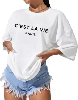Oversized T Shirts for Women Short Sleeve Summer Loose Vintage Graphic Tees