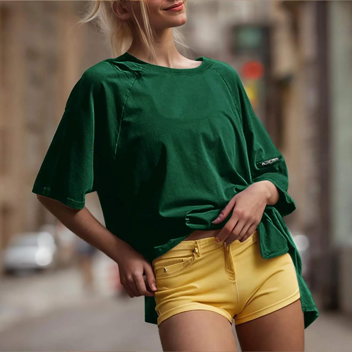 Oversized Tshirts for Women Workout Tops Drop Shoulder Round Neck Short Sleeve Gym Shirts Casual Loose Fit Basic Tee