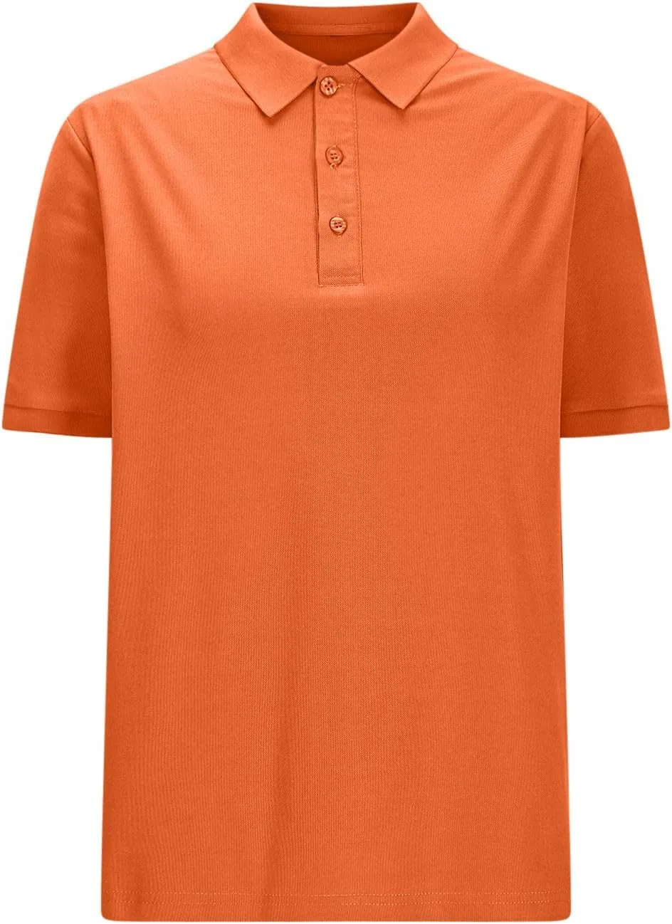 Plus Size Basic Golf Polo Shirts Women Summer Mesh Quick Dry Short Sleeve Button Up Collared T-Shirt Lightweight Casual Tops