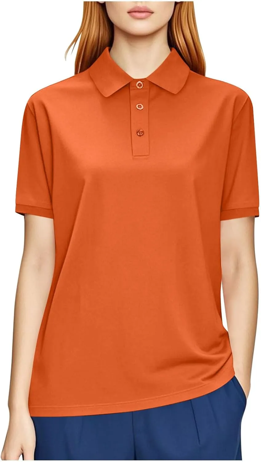 Plus Size Basic Golf Polo Shirts Women Summer Mesh Quick Dry Short Sleeve Button Up Collared T-Shirt Lightweight Casual Tops