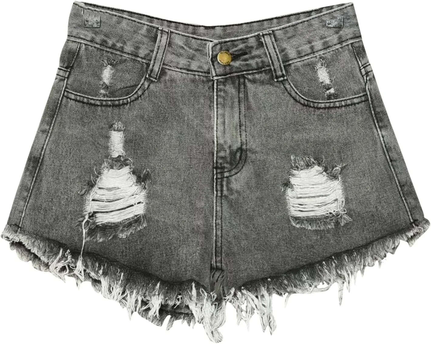 Plus Size Denim Shorts for Women High Waisted Ripped Stretchy Casual Trendy Jean Shorts with Frayed Raw Hem