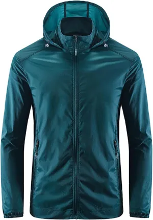 Rain Jacket for Men Lightweight Waterproof Hooded Rain Shell Jackets Windbreaker Raincoat with Hood for Golf Cycling